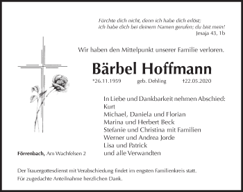 Traueranzeige von Bärbel Hoffmann von Hersbrucker Zeitung