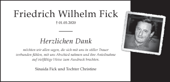 Traueranzeige von Friedrich Wilhelm Fick von Pegnitz-Zeitung