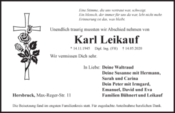 Traueranzeige von Karl Leikauf von Hersbrucker Zeitung