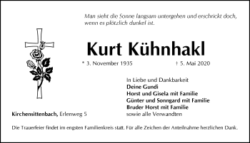 Traueranzeige von Kurt Kühnhakl von Hersbrucker Zeitung