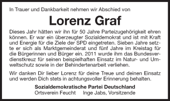 Traueranzeige von Lorenz Graf von Der Bote