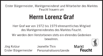 Traueranzeige von Lorenz Graf von Der Bote