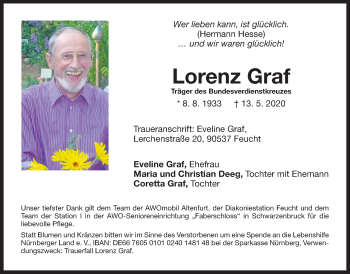 Traueranzeige von Lorenz Graf von Der Bote