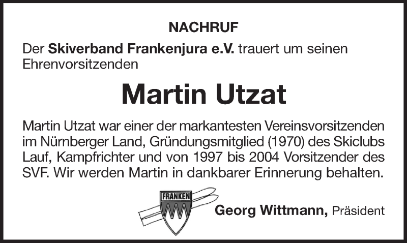  Traueranzeige für Martin Utzat vom 02.04.2020 aus Pegnitz-Zeitung