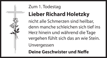 Traueranzeige von Richard Holetzky von Hersbrucker Zeitung