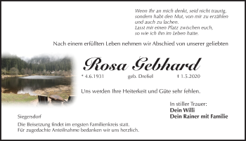Traueranzeige von Rosa Gebhard von Pegnitz-Zeitung