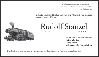 Traueranzeige von Rudolf Stanzel von Pegnitz-Zeitung