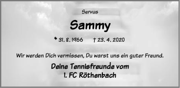 Traueranzeige von Sammy  von Pegnitz-Zeitung