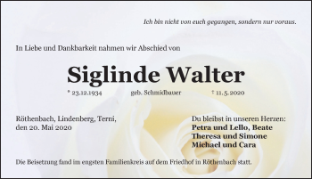 Traueranzeige von Siglinde Walter von Pegnitz-Zeitung