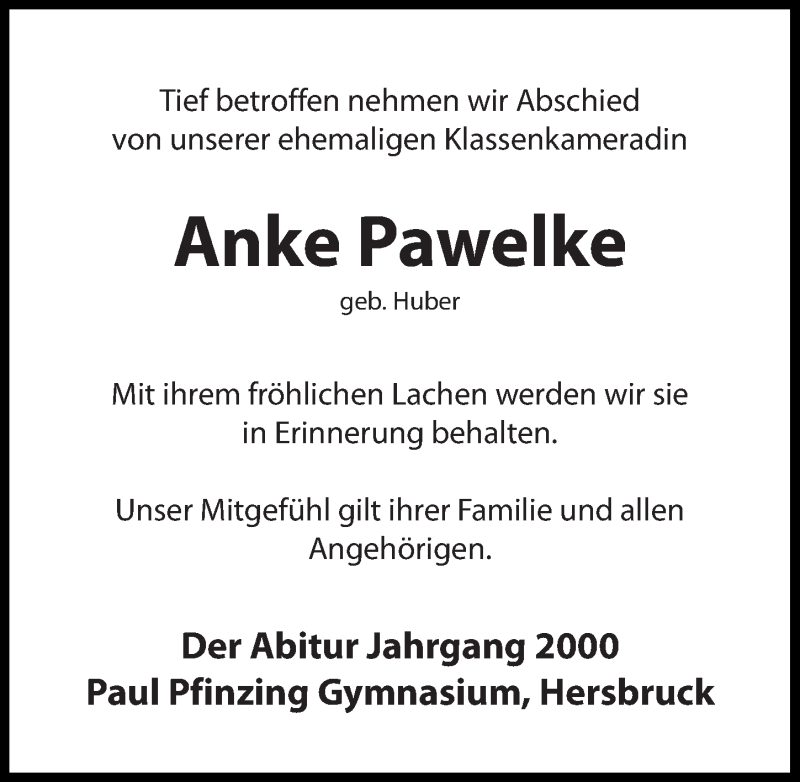  Traueranzeige für Anke Pawelke vom 06.06.2020 aus Hersbrucker Zeitung