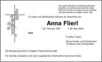 Traueranzeige von Anna Flierl von Hersbrucker Zeitung