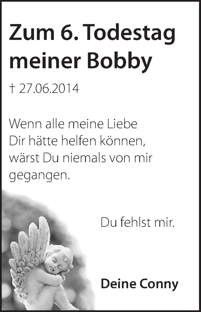  Traueranzeige für Bobby  vom 27.06.2020 aus Hersbrucker Zeitung