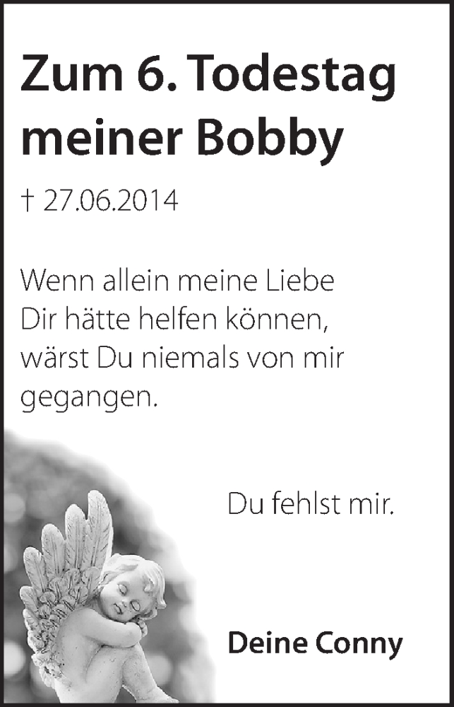  Traueranzeige für Bobby  vom 30.06.2020 aus Hersbrucker Zeitung