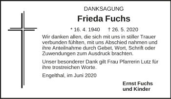 Traueranzeige von Frieda Fuchs von Hersbrucker Zeitung