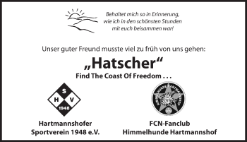 Traueranzeige von Hatscher  von Hersbrucker Zeitung