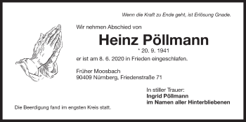 Traueranzeige von Heinz Pöllmann von Der Bote