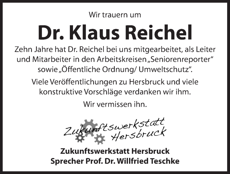 Traueranzeigen von Klaus Reichel Nland