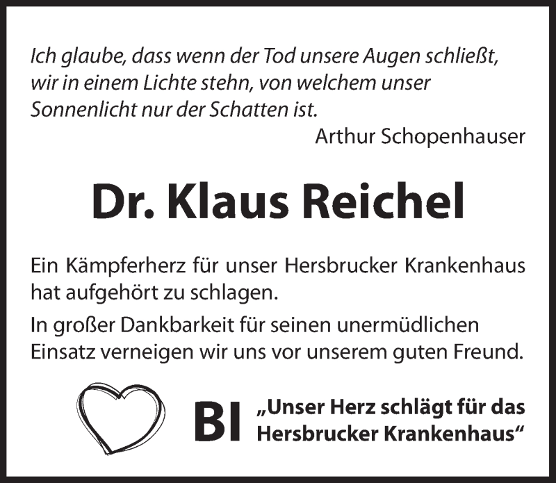  Traueranzeige für Klaus Reichel vom 06.06.2020 aus Hersbrucker Zeitung