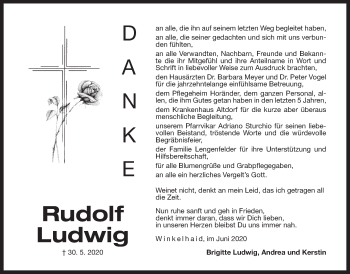 Traueranzeige von Rudolf Ludwig von Der Bote