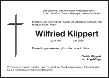 Traueranzeige von Wilfried Klippert von Der Bote