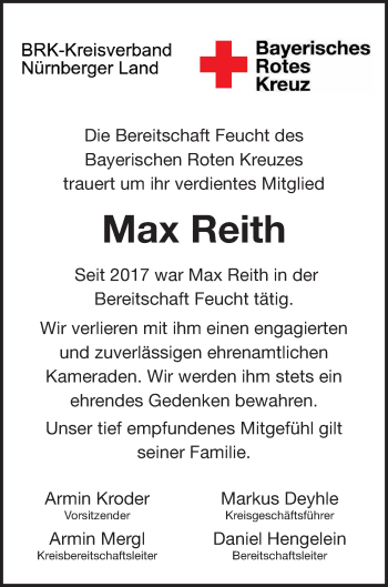 Traueranzeige von Max Reith von Der Bote