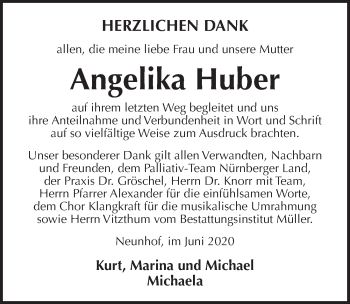 Traueranzeige von Angelika Huber von Pegnitz-Zeitung