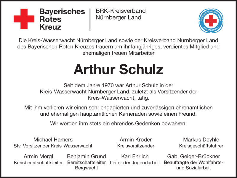  Traueranzeige für Arthur Schulz vom 11.07.2020 aus Der Bote