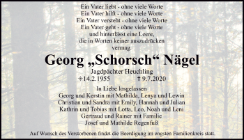Traueranzeige von Georg  Nägel von Hersbrucker Zeitung
