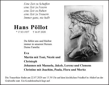 Traueranzeige von Hans Pöllot von Der Bote