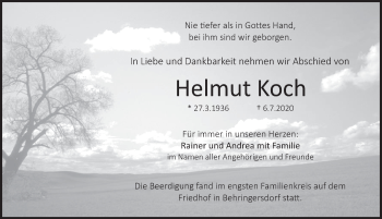 Traueranzeige von Helmut Koch von Pegnitz-Zeitung