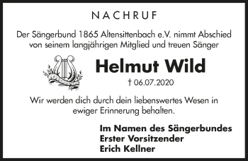 Traueranzeige von Helmut Wild von Hersbrucker Zeitung
