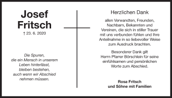 Traueranzeige von Josef Fritsch von Der Bote
