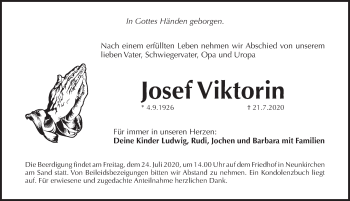 Traueranzeige von Josef Viktorin von Pegnitz-Zeitung
