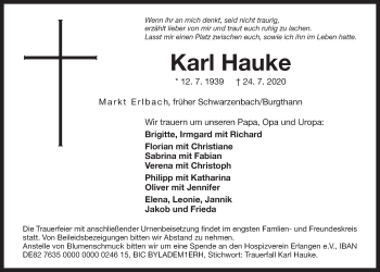 Traueranzeige von Karl Hauke von Der Bote