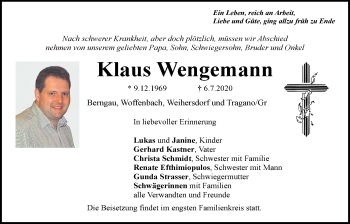 Traueranzeige von Klaus Wengemann von Der Bote