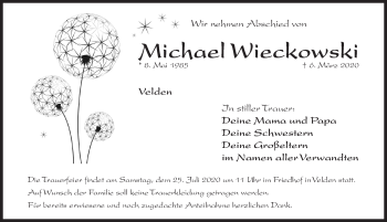 Traueranzeige von Michael Wieckowski von Hersbrucker Zeitung