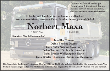 Traueranzeige von Norbert Maxa von Hersbrucker Zeitung