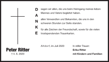 Traueranzeige von Peter Ritter von Der Bote