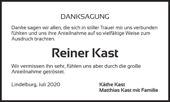 Traueranzeige von Reiner Kast von Der Bote