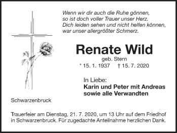 Traueranzeige von Renate Wild von Der Bote