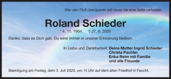Traueranzeige von Roland Schieder von Der Bote