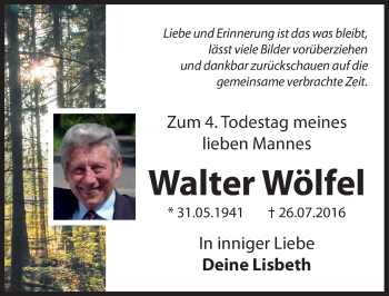 Traueranzeige von Walter Wölfel von Hersbrucker Zeitung