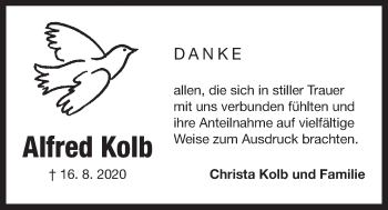 Traueranzeige von Alfred Kolb von Der Bote
