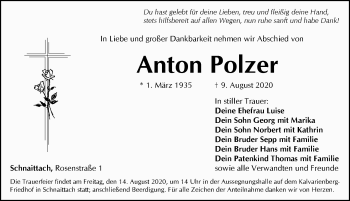 Traueranzeige von Anton Polzer von Pegnitz-Zeitung
