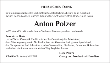 Traueranzeige von Anton Polzer von Pegnitz-Zeitung