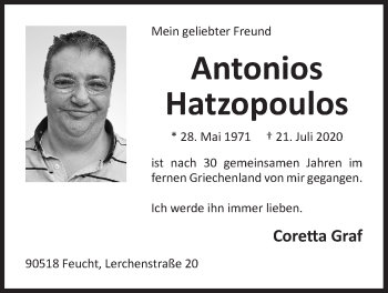 Traueranzeige von Antonios Hatzopoulos von Der Bote