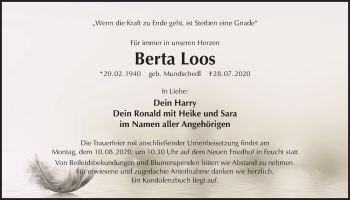 Traueranzeige von Berta Loos von Der Bote