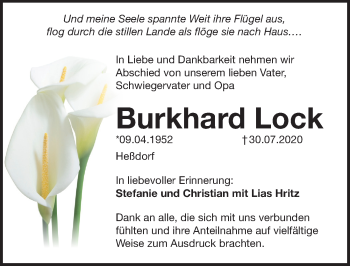 Traueranzeige von Burkhard Lock von Pegnitz-Zeitung