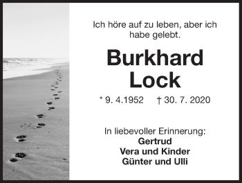 Traueranzeige von Burkhard Lock von Der Bote