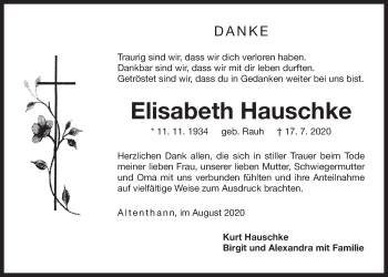Traueranzeige von Elisabeth Hauschke von Der Bote